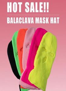 Unisexe Balaclava Masque chapeau 3 trous masque masque noir en tricot de ski de snowboard CAP