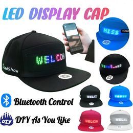 Gorra de béisbol unisex USB recargable Bluetooth APP programable LED desplazamiento tablero de visualización de mensajes Hip Hop Street Hat 240314