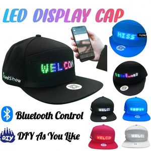 Casquette de baseball unisexe USB rechargeable Bluetooth APP Programmable LED défilement message panneau d'affichage Hip Hop Street Hat 240319