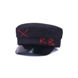 Unisex Zwart Platte Mannen Mode Berichten Hoed voor Meisjes Straat Stijl Beret Cap Dames Merk Hoeden Spaper