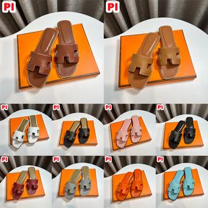 Oranje Designer Slippers Dames Dames Leren Flats Slides pantoufles claquettes sandles luxe Mode Luxe Vrouw Sandalen Sliders Slipper Maat 35-42