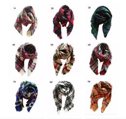 Écharpe d'hiver de marque unisexe, écharpe en cachemire à carreaux pour femmes, hommes et enfants, écharpe pour Parents, garçons et filles