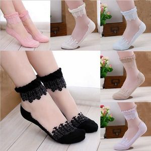 Andere accessoires unisex Bridal Ultradathin Crystal Transparant enkel Beautiful Lace Elastic Short Socks Lady