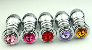 Unisex Butt Toys Metal Butt Plugs Metal Anal Plug Butt Booty Beads Acero inoxidable Crystal Jewelry Sex Products