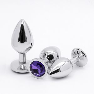 Unisex Butt Toys Plug Anal Inserto de plata Acero inoxidable Chapado en metal Jeweled Tapón sexy Juguetes anales para mujeres 3 unids / set Productos sexuales