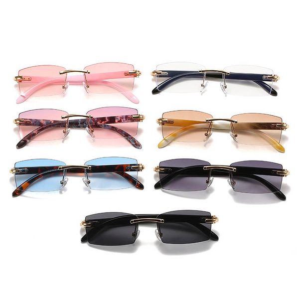 Unisex Candy Farben Sonnenbrillen Randless Ozeanlinsen mit prägnanten Plastikbeinen Mode Männer und Frauen Luxus Sonnenbrille