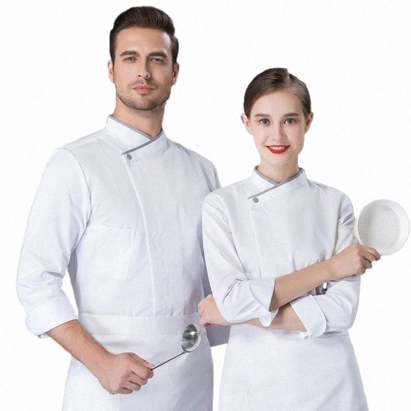 Unisex Chef Coat Hombres Mujeres LG / Chaqueta corta de cocinero Restaurante Hotel FB Uniforme Baker Camarero Desgaste O9ne #