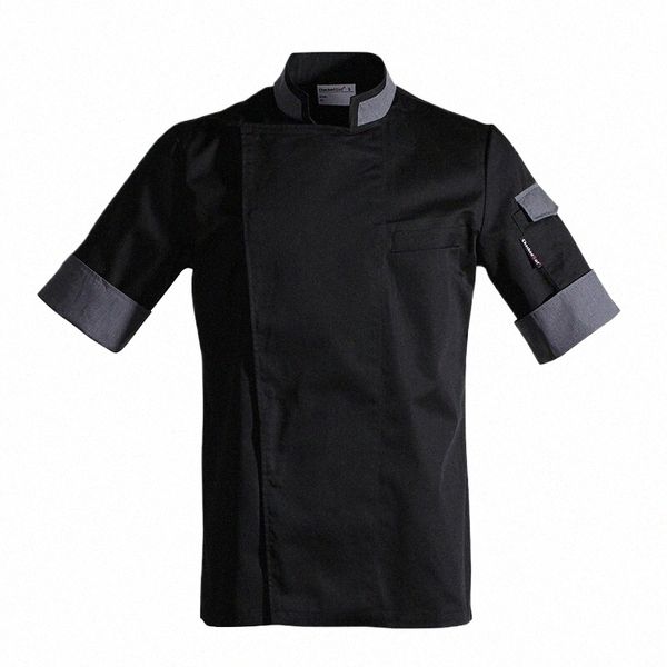 Veste de Chef unisexe pour hommes et femmes, manteau de cuisine noir, uniforme de Restaurant, vêtements de pâtisserie de cuisine d'hôtel, vêtements de serveur t281 #