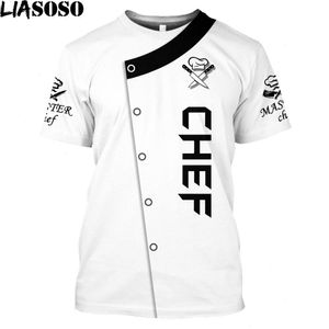 Jaqueta Chef Unissex Masculina Camisetas Uniforme de Cozinha de Restaurante Hotel Cozinha Catering Tee