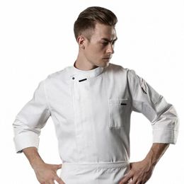 Veste de chef unisexe à manches courtes / Lg Hommes Femmes Crossover Cook Coat Restaurant Serveur Uniforme Cuisine Baker Wear a8Wy #