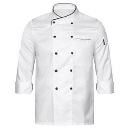 Unisex Chef Restaurant Jacket Korte lange mouw Double Breasted Coat Men Women Canteen El Kitchen Bakery Work Uniform 240412