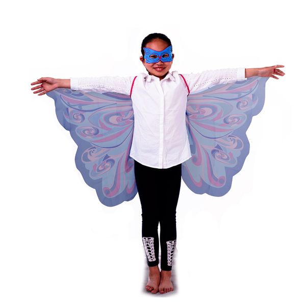 Unisex-niño regalo de vacaciones traje de cosplay mariposa alas coloridas para niña alas de monarca cosplay set de alas + máscara