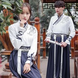 Stage Wear Unisex Chinese Folk Dance Costume Elegante Hanfu voor Dames Mens Klassieke Traditionele Oude Kleding DWY13301