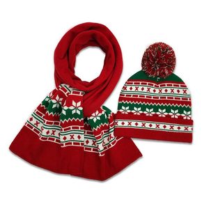 Unisex kerst sjaal muts sets winter warme gebreide muts haar bol muts kerst lange sjaal kerstcadeau voor vrouwen man kinderen