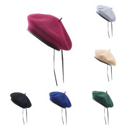 Béret classique unisexe 100 laine, chapeau Vintage, bandeau militaire en cuir, bonnet élégant, casquette tête de mort T2786480446