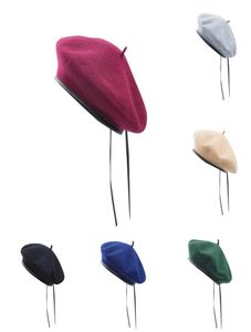 Unisexe Classic 100 Wool Beret Hat Vintage Army Military Cuir SweatBand Spiron Skull Skull Cap T2783064676