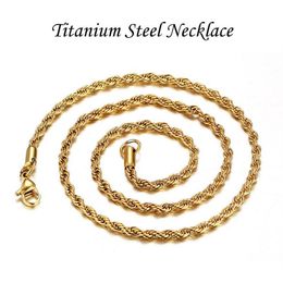 Collana classica unisex per gioielli da donna Collare Joyas Genuino acciaio al titanio Argento oro Uomo Moda Collana con catene intrecciate 3mm292x