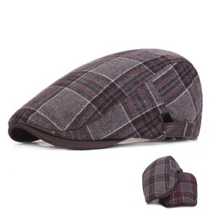 Unisex Classic Wol Plaid Beret Flat Cap Nieuwsjongen Duckbill Hoed Fahion Rijden Schilder Artist Cap voor Mens