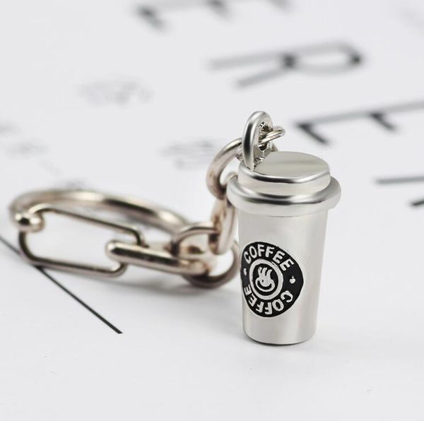 Unisexe tasse à café porte-clés pendentif collier ensemble meilleurs amis Hip Hop 3D pour femmes hommes enfants créatif amitié bijoux cadeau