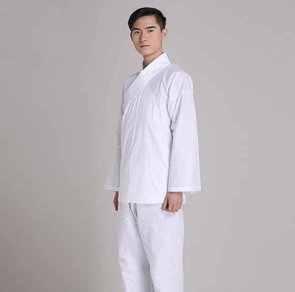 Pijamas cómodos unisex Hanfu 100 ropa de algodón ropa de dormir en casa leotardo Pijamas blancos antiguos chinos Camisetas de práctica En 5351444