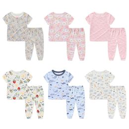 Unisexe Cotton Girl Set 2 pièces Tops + Pantalon Baby Boy Clothes 1-5T Imprimer Summer Cartoon à manches courtes Pamas Bebes L2405