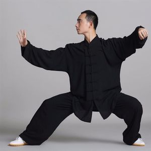 Soie de coton unisexe Wushu combattant des vêtements traditionnels chinois KungFu uniforme de costume uniformes Tai Chi exercice du matin Performance W279l