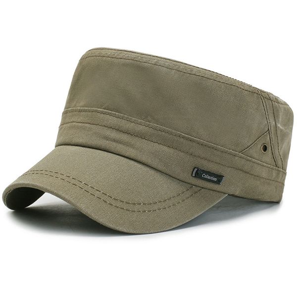 Gorra militar de sarga de algodón unisex Gorra militar de cadete básica de algodón lavado Sombrero de estilo militar diario Gorra de béisbol clásica de sarga plana unisex ajustable Sombrero militar