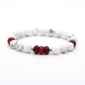 Unisex Koppels Sieraden Hele 10 stks lot 8mm Wit Howliet Marmer Vuur Agaat Steen Afstand Liefhebbers Lucky Bracelets178t