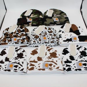 Unisexe Vache Camouflage Acrylique Montre Chapeau Bonnet Hiver Bonnet En Tricot De Luxe Designer Hommes Dame Casual Chaud Ski Crâne Chapeau Hip-Hop Mode Chapeaux De Rue