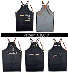 Unisex Denim Babs del delantero de cuero Barista Baker Uniforme de trabajo para bartender BBQ Chef Cook Herramientas de limpieza para el hogar 8826869