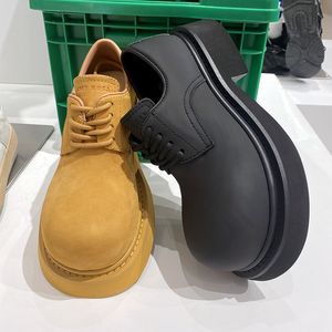 Derbies unisexes pour hommes et femmes, chaussures tendance à gros bout rond, semelles épaisses, à lacets, talons bas