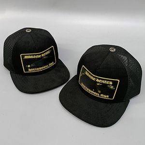 Unisex Design Gold Letter Caps Hip Hop Travel Visor Mesh Male Cross Punk Baseball hoeden Nieuwste verstelbare vader Sun Hat Trucker Man Woman