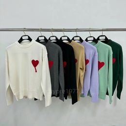 Diseñador unisex Amies suéter moda coreana Hombre Mujer suéter marca de lujo amante Una línea pequeño corazón rojo Top con cuello en V suéter