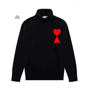 Unisex-ontwerper Amis Sweater Men Women's Koreaanse mode een hartpatroon ronde nek breierwear sweatshirts merkliefhebber A-lijn kleine rode truien 0D