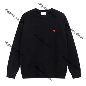 Unisex-ontwerper Amis Sweater Men Women's Koreaanse mode een hartpatroon ronde nek gebreide sweatshirts luxe merk minnaar a-line kleine rode hart trui 108