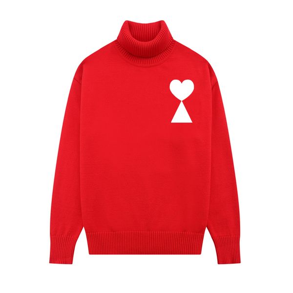Diseñador unisex Amis Suéter Moda para mujer Marca de lujo Suéter suelto Una línea Pequeño corazón rojo Pareja Lazy Top Suéter con cuello alto S-XL 21