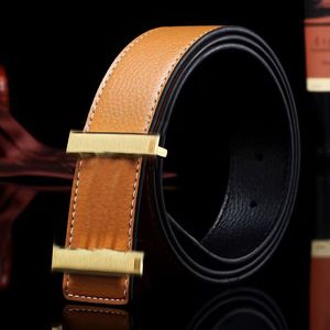 Ceinture de créateur unisexe ceintures en cuir noir boucle plaquée or large ceinture de mode taille réglable accessoires de costume à la mode ceintures pour hommes matures exquis zb110