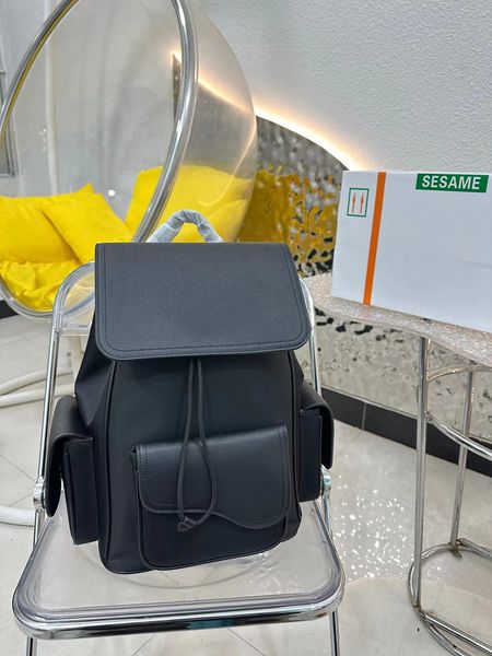 Designer unisexe noir cordon sac à dos sac à bandoulière pour femme grande capacité sac d'école de luxe pour homme mode triangle grand sac de voyage