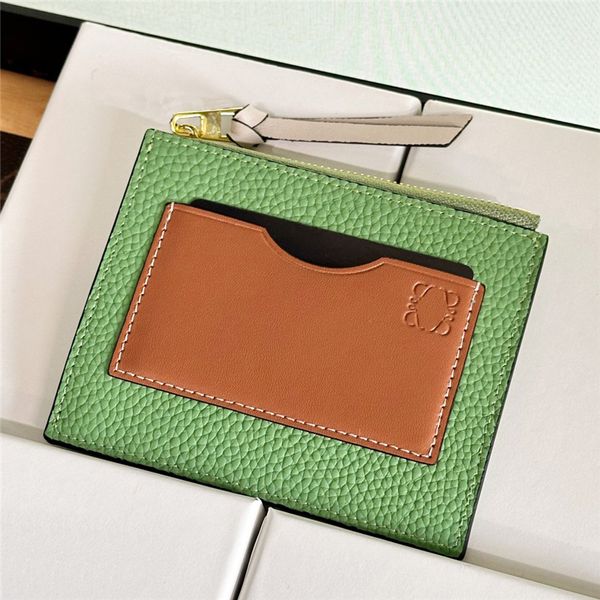 Porte-cartes de luxe en cuir unisexe, pochette de styliste pour femmes et hommes, petits portefeuilles de styliste, porte-cartes à fermeture éclair, porte-monnaie carré