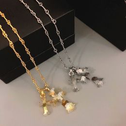 Unisex ontwerper kruisen hanger kettingen vintage met diamanten ingelegde dubbele kruisketting Europese en Amerikaanse paren sleutelbeenketting