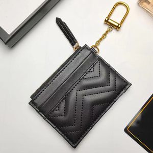 Diseñador unisex Bolsa para llaves Moda Cuero de vaca Monedero llaveros Mini billeteras Monedero Titular de la tarjeta de crédito 5 colores llavero con caja