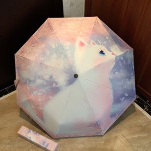 Unisex designerparaplu's Automatische regen- en zonneschijnparaplu Mooie vinyl zonwerende paraplu's Dieren- en bloempatronen