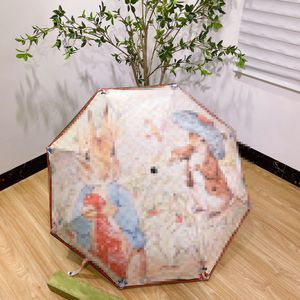 Unisex designerparaplu's Automatische regen- en zonneschijnparaplu Mooie vinyl zonbestendige paraplu's Bloempaard- en konijnpatronen