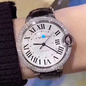 Unisex wijs automatisch werken horloges Carter blauwe ballon mechanische achter diamantgordel horloge dames w69017z4 36mm1
