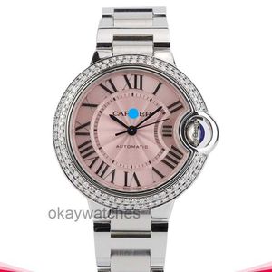Unisex wijs automatisch werken horloges Carter van middelbare leeftijd stijl achter diamanten set blauwe ballon 33 mm poederplaat dames horloge w6920100