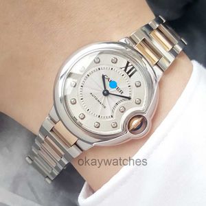 Unisex wijs automatisch werken horloges Carter Womens Blue Ballon 33 Gauge Rose Gold Original Diamond Mechanical Watch Nieuw WE902061