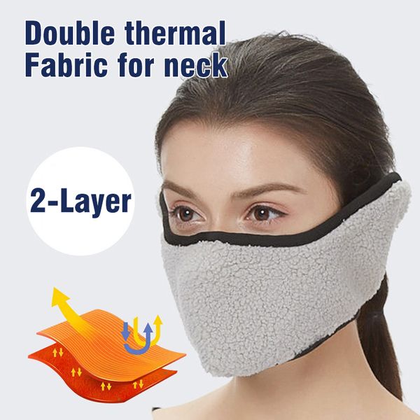 Cache-oreilles unisexe Teddy cachemire coton chaud tout compris masques d'oreille équitation réutilisable lavable respirant anti-poussière masque froid CFYL0080