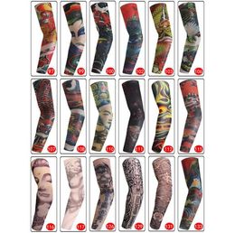 Unisexe Elastic Nylon Temporary Fake Tattoo Sleeves Femme Men Outdoor Sport Arm Protection Bas 3D Art Designs4966451