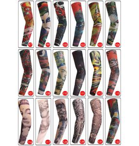 Unisex elastische nylon tijdelijke nep tattoo mouwen dames heren outdoor sport armbescherming kousen 3D Art Designs5926778