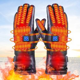 Unisex Elektrisch verwarmde handschoenen 3 verwarmingsmodi Verwarmde motorhandschoenen Winddicht PU-leer voor winterse buitensporten 240124